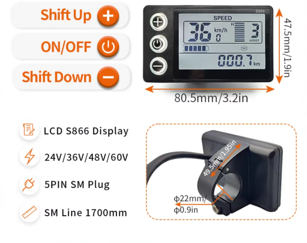 Controller 48V 500W SM Connector s866 compatibl - imagine 2